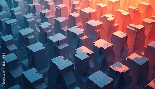 Fototapeta Rhythmic Geometric Structure Displaying Rich Color and Layered Geometry