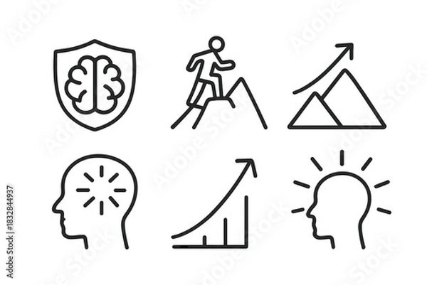 Obraz Icon set depicting brain, growth, success, and achievement concepts