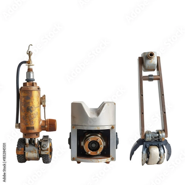 Fototapeta Set of Three Demolition Robot Arm Attachments