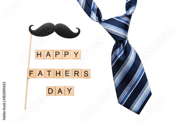 Obraz Happy fathers day greeting with a tie and mustache