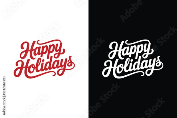 Fototapeta Happy holidays script lettering design