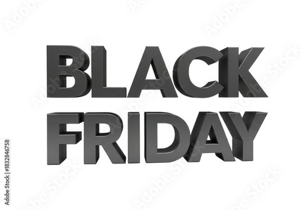Obraz Bold 3d text spelling out black friday isolated on a transparent background, representing the major shopping event