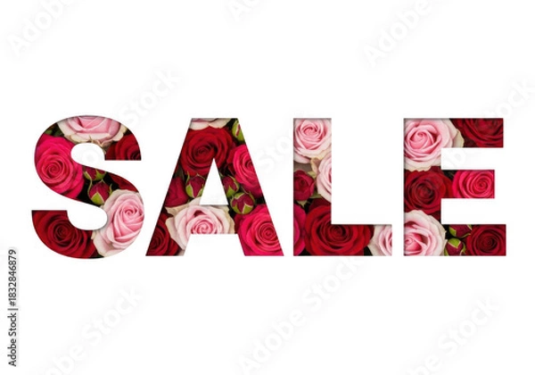 Obraz The word sale filled with red and pink roses