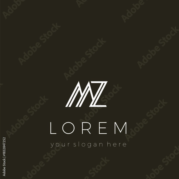 Obraz Creative, simple, minimalist letter logo with initials MZ