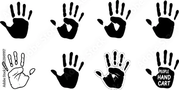 Obraz Handprint, Handprint silhouette, Male hand print silhouette, Male hand print, Handprint clipart, People hand print silhouette, Handprint icon, Handprint vector set
