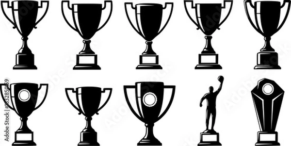 Fototapeta Trophy silhouettes, Trophy, Trophy vector set, Trophy icon, Cup trophy silhouette, Player trophy, Player trophy silhouette, Winner trophy cups silhouettes