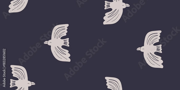 Obraz Hand-Drawn Flying Birds Seamless Pattern