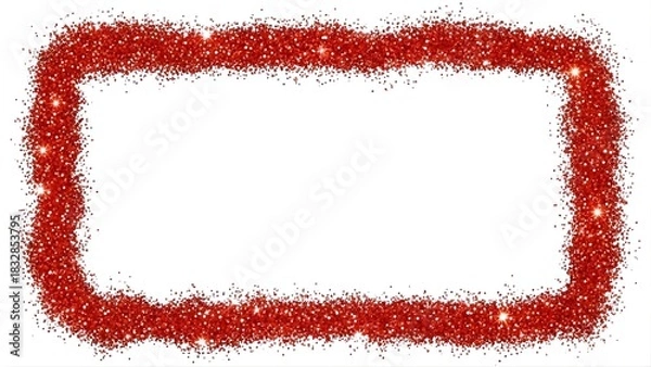 Obraz Rectangular frame border made of vibrant red glitter texture isolated on white background