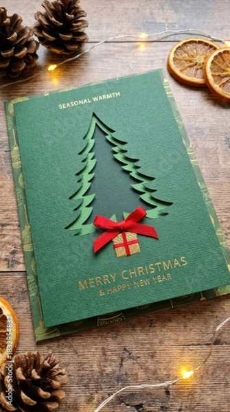 Fototapeta Seasonal warmth glossy glow lighting sparkle satin shine dreamy magic moment colours flames affection Christmas and New Year 2026 Background Concept