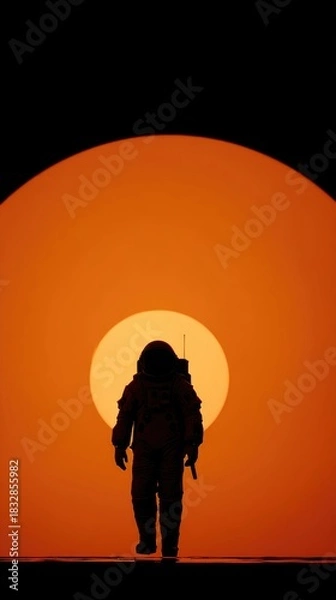 Obraz Astronaut walks toward glowing sunset