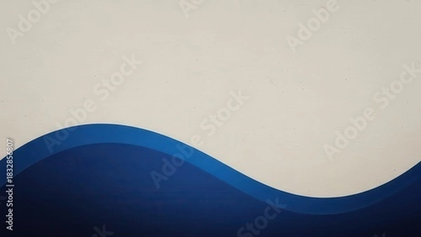 Fototapeta Elegant blue waves flow against neutral backdrop creating modern design
