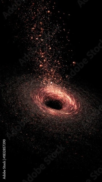 Obraz Cosmic black hole surrounded by swirling particles
