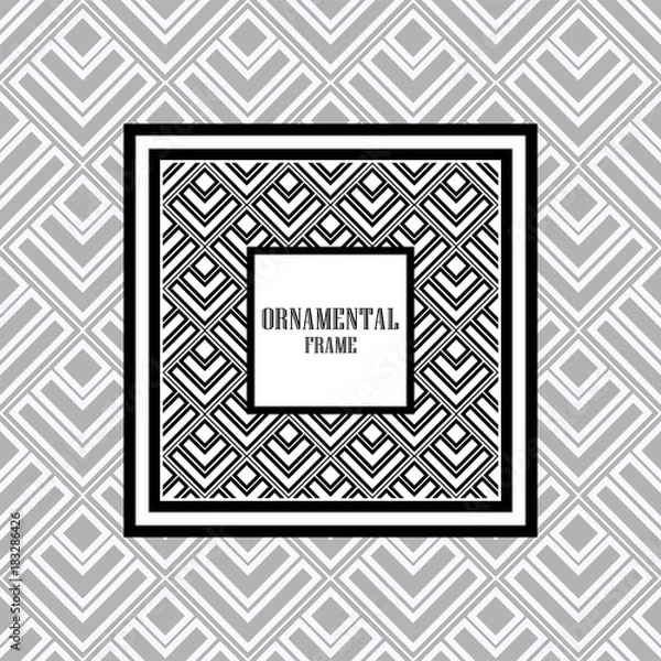 Fototapeta Luxury ornamental background with black frame. Template for design. Vector illustration
