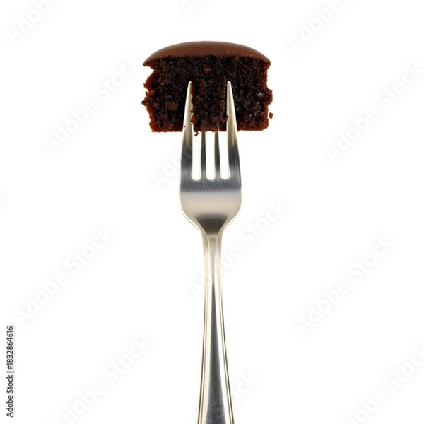 Fototapeta Dessert Fork with a Piece of Chocolate Cake on its Tines