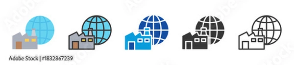 Obraz industrialization icon set multi style various collection