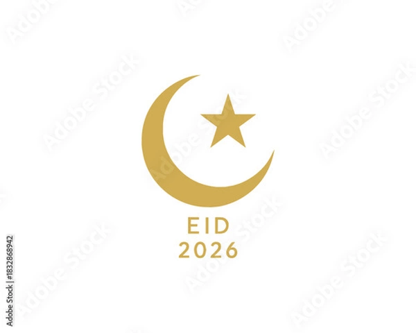 Fototapeta Eid Moon & Star 2026 icon vector design illustration