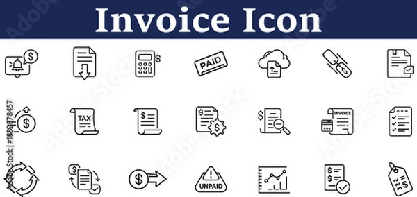 Fototapeta Invoice icon design featuring a document with a checkmark, financial report isolated on transparent background