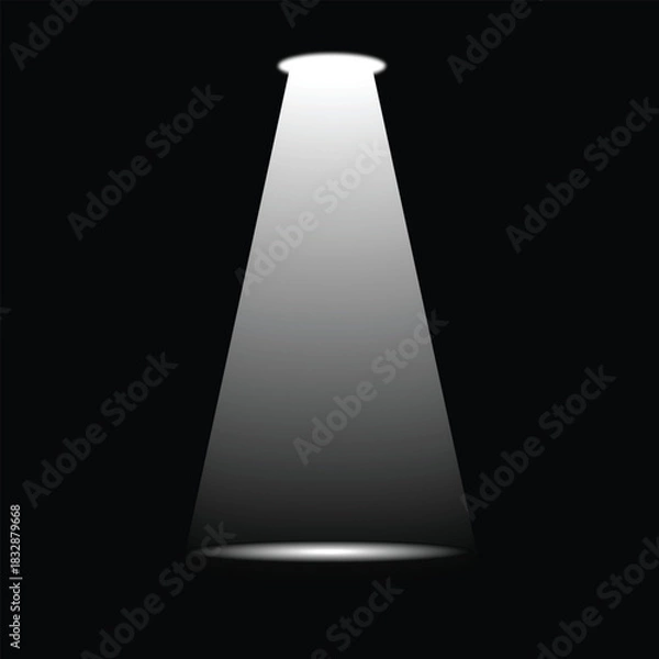 Obraz White Spotlight Beam on Black Background – Minimalist Stage Lighting Effect