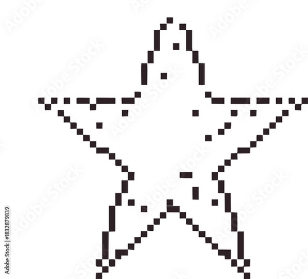 Fototapeta Pixelated star outline in black and white vector