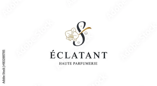 Fototapeta Eclatant haute parfumerie logo with elegant design and floral elements