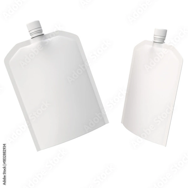 Obraz 3D Render two white plastic bottles with a white cap