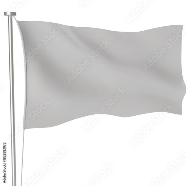 Obraz 3D Render a white flag waving on a pole