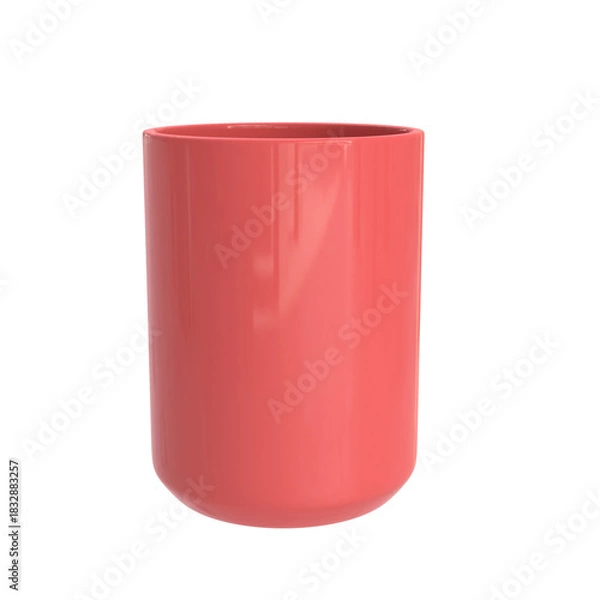 Obraz 3D Render a red cup is sitting on a white surface