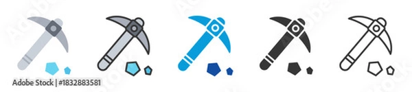 Obraz ice axe icon set multi style various collection