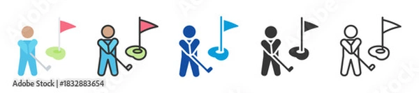 Obraz golf icon set multi style various collection