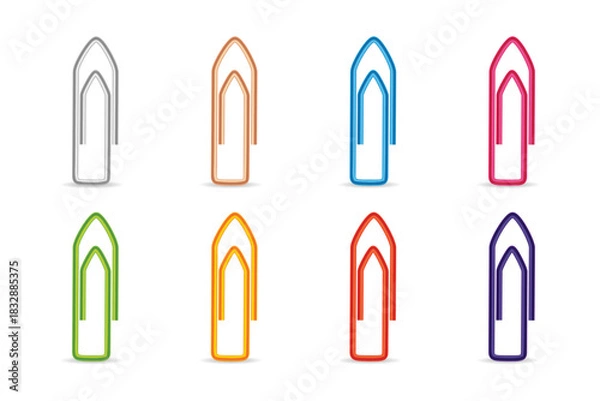 Obraz Colorful paper clip icons in flat style.