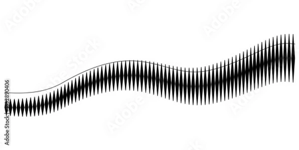Fototapeta Abstract Black and White Wavy Line Graphics with Sound or Vibration Effect