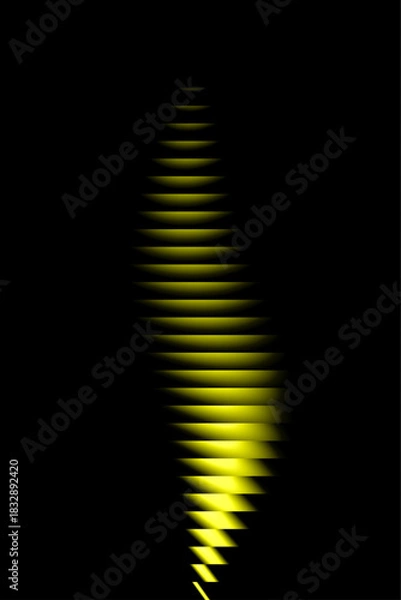 Fototapeta Vertical Yellow Motion Gradient Background, Ribbed Wave Effect on Dark Backdrop, Vector Illustration
