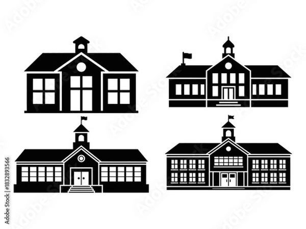 Obraz Simple classic school building vector icon for education design.