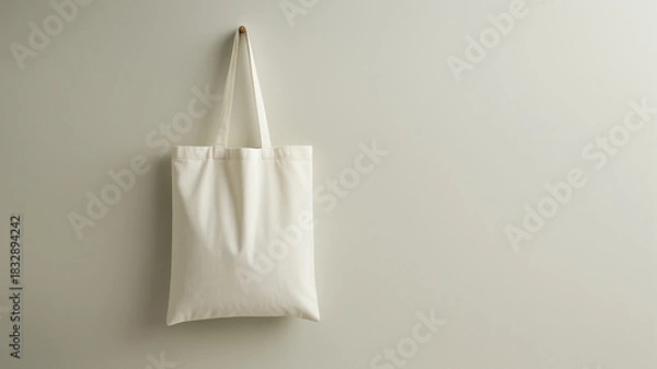Obraz Simple white tote bag hanging on a wall