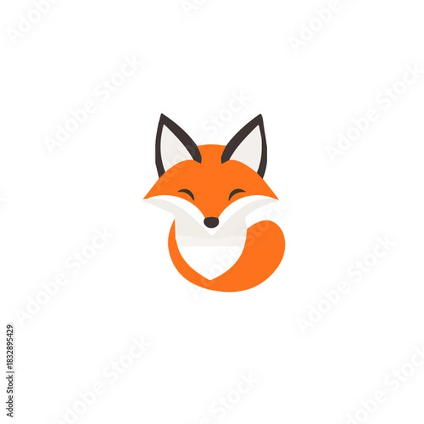 Fototapeta An Imaginary 2D flat icon fox animal, modern element in vector and EPS format_clean vector_isolated on a white background, An Icon clipart set