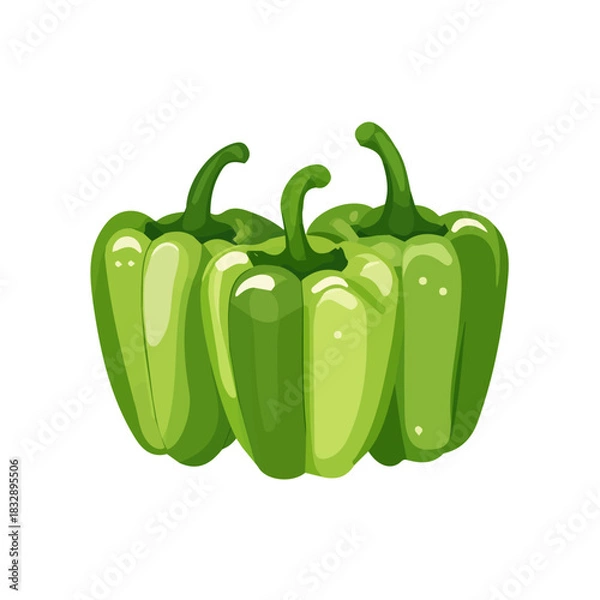 Fototapeta An Imaginary 2D flat icon green peppers group, modern element in vector and EPS format, clean vector_isolated on a white background, An Icon clipart set