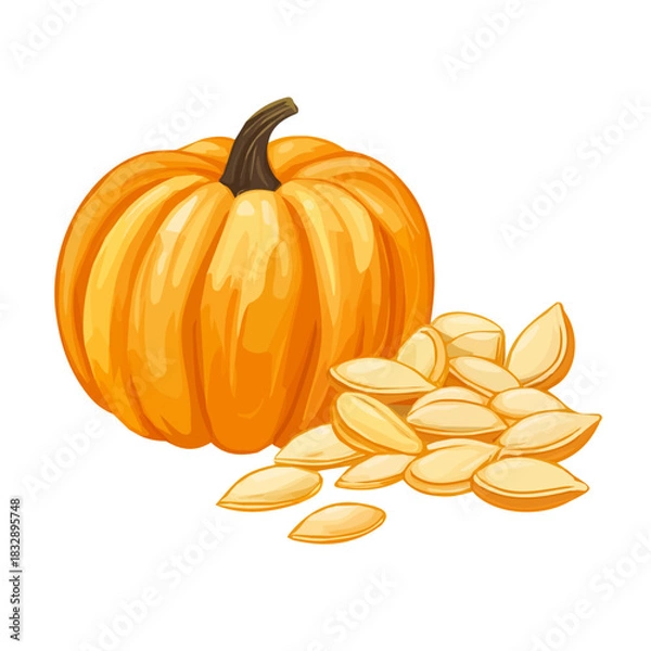 Fototapeta An Imaginary 2D flat icon pumpkin seeds group, modern element in vector and EPS format_clean vector_isolated on a white background, An Icon clipart set