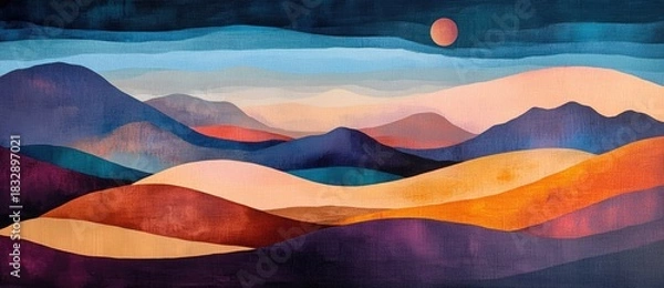 Obraz Vibrant abstract landscape under a colorful sunset