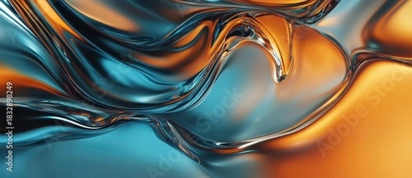 Obraz Colorful abstract swirls of blue and orange fluid