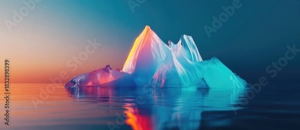 Obraz Stunning iceberg reflecting colorful sunset hues