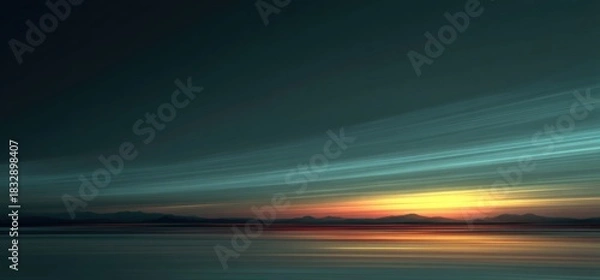 Obraz Vibrant sunset over tranquil waters at twilight