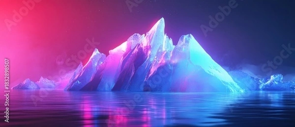 Obraz Colorful-lit iceberg at dusk