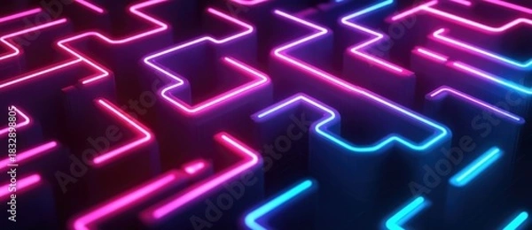 Obraz Neon labyrinth glowing in vibrant colors