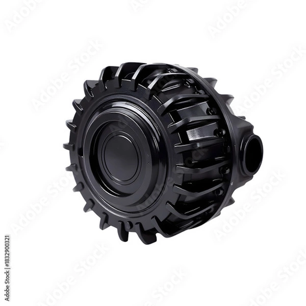Fototapeta Angled View of Glossy Black Finned Differential Cover