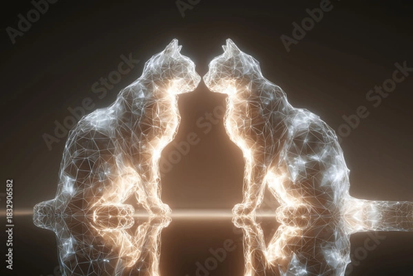 Obraz Digital Twin Cat with AI Simulation