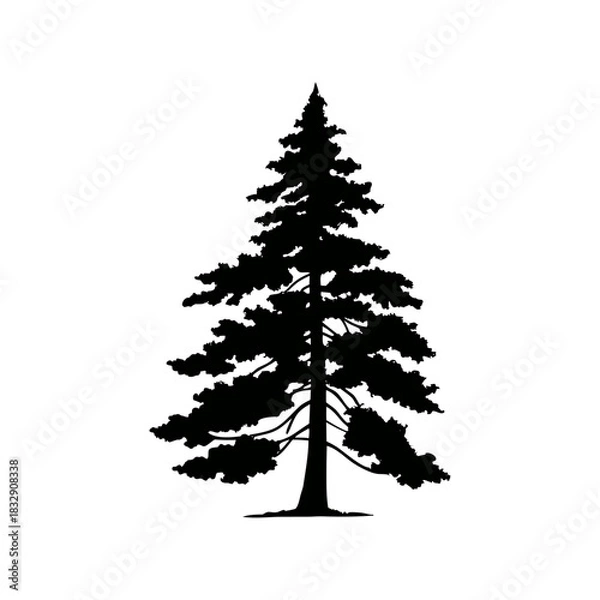 Fototapeta Silhouette of Pine Tree, vector, illustration, design