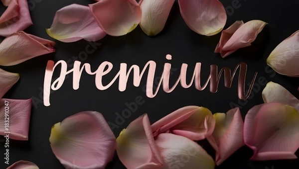 Obraz Elegant rose petals frame the word premium in a luxurious artistic composition