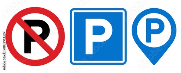 Obraz No parking, parking sign and parking map pin