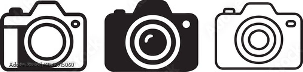 Fototapeta Minimal silhouette camera icons featuring clean shapes, ideal for photography, media, and UI.