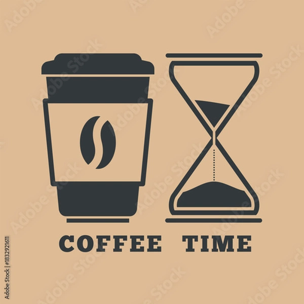 Fototapeta Coffee time concept design template. Vector illustration